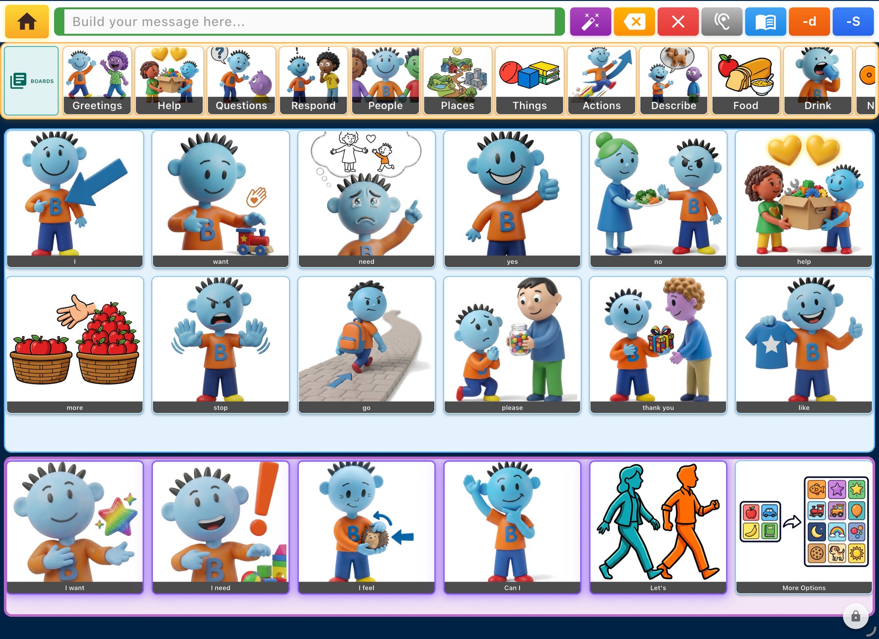 Tap interface with mascot picture buttons