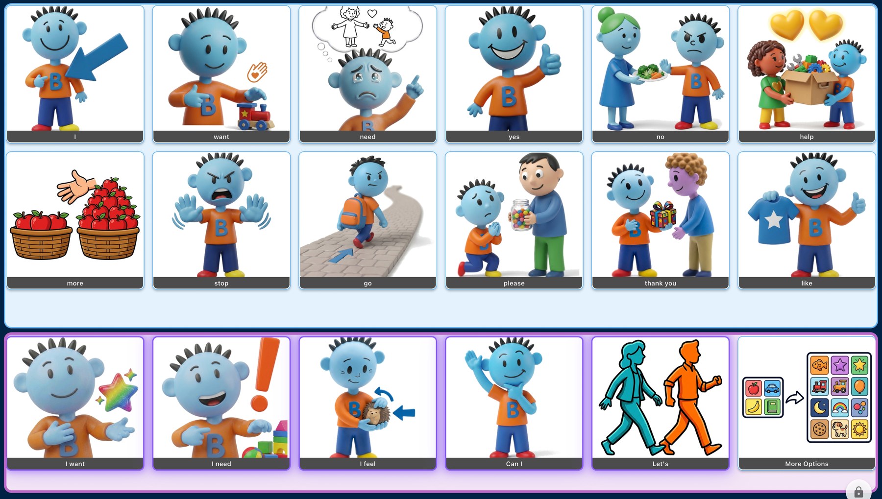 Tap grid of picture buttons
