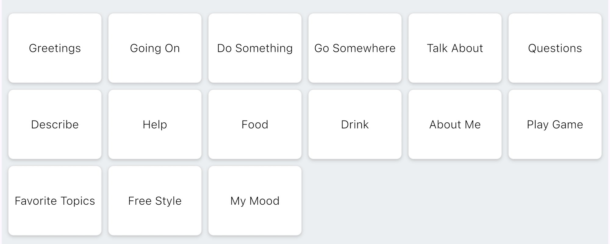 Scan grid of text options