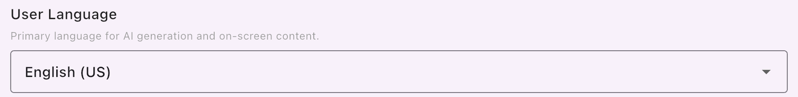 User Language setting