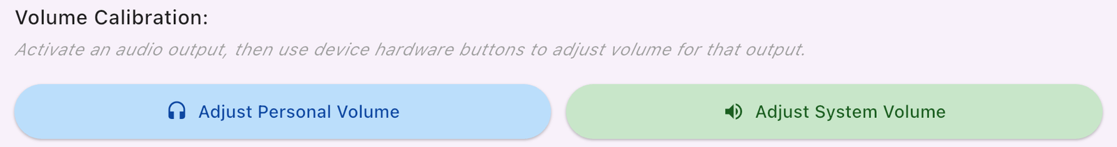 Volume Calibration setting