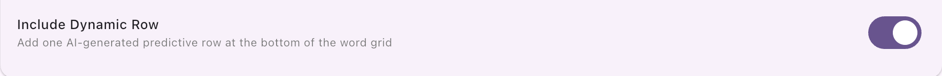 Include Dynamic Row toggle