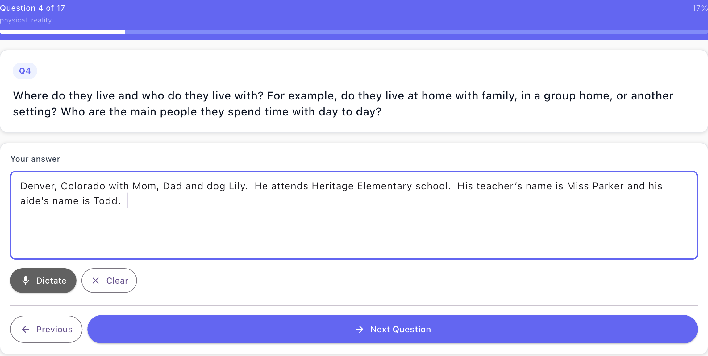 Question 4: where they live and who with