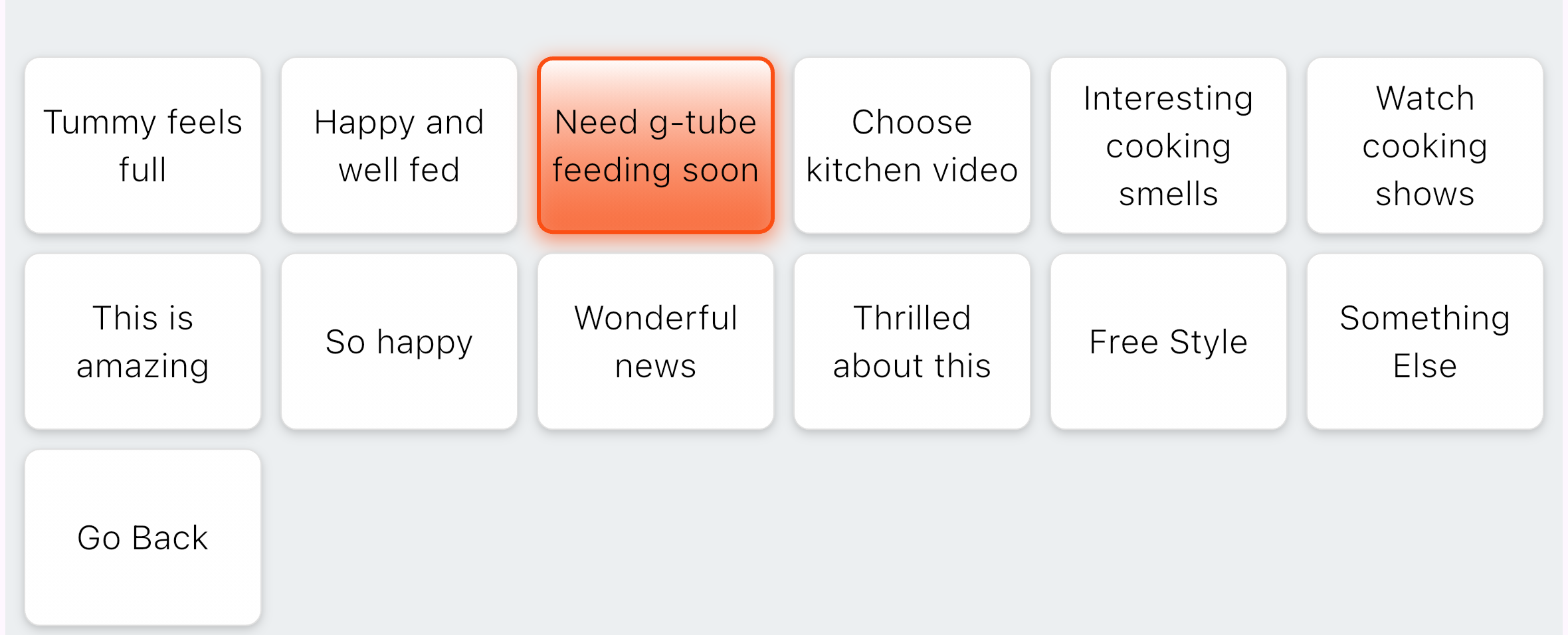 Options for a tube-fed user, with no eating options