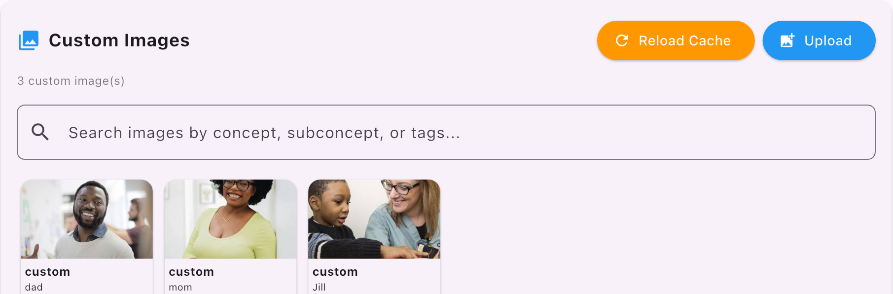 Custom Images with photos for dad, mom and Jill