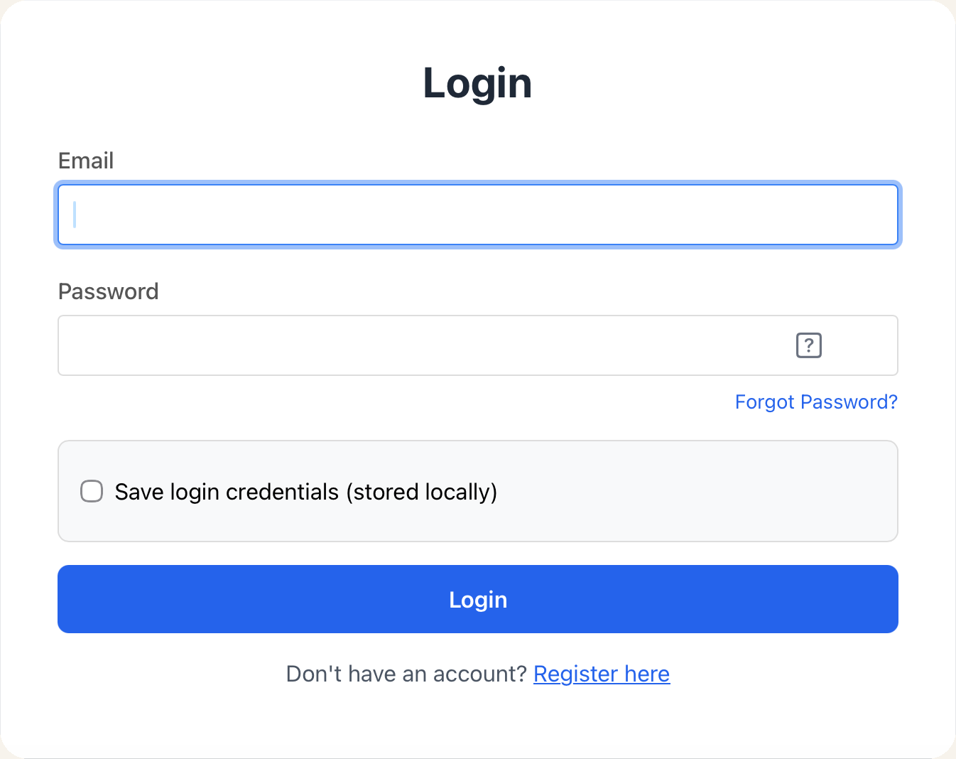 Web app login